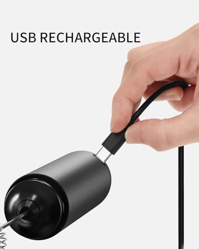 CIRCLE JOY Rechargeable Milk Frother Handheld, Portable Hand Frother Wand Drink Mixer for Matching Lattes Cappuccino, K