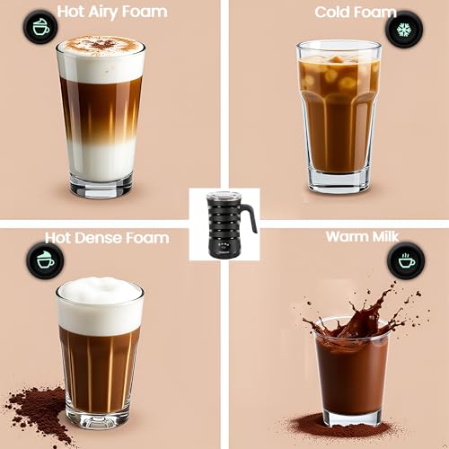 4-in-1 Milk Frother and Steamer for Coffee, Latte, Cappuccino, and Matcha
| Automatic Hot and Cold Foam Maker Electric