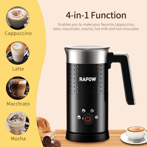 4 in 1 Electric Milk Frother for Latte, Cappuccinos, Macchiato, and Hot Chocolate - Large Capacity 10oz/350 mL Automati