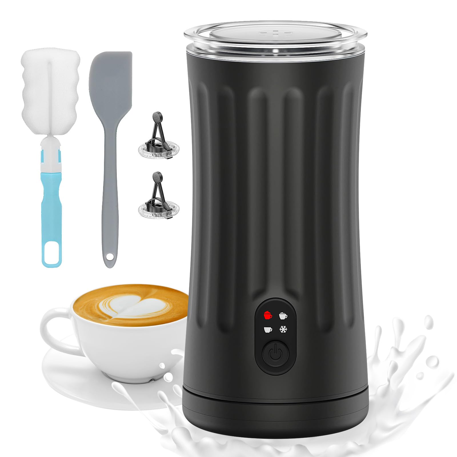 Electric Milk Frother for Coffee, Latte, Cappuccino, Macchiato - 8.1oz Automatic Warm and Cold Foam Maker (Black)
| 4-i
