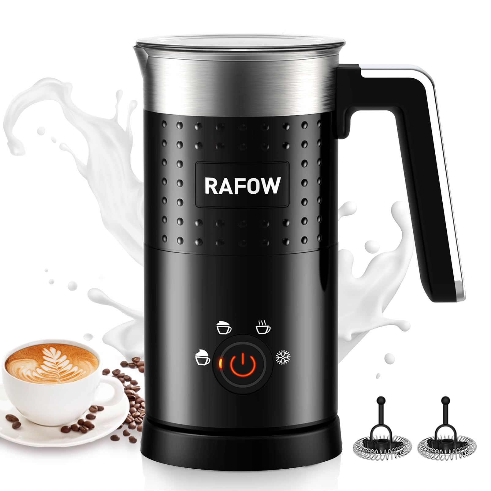 4 in 1 Electric Milk Frother for Latte, Cappuccinos, Macchiato, and Hot Chocolate - Large Capacity 10oz/350 mL Automati