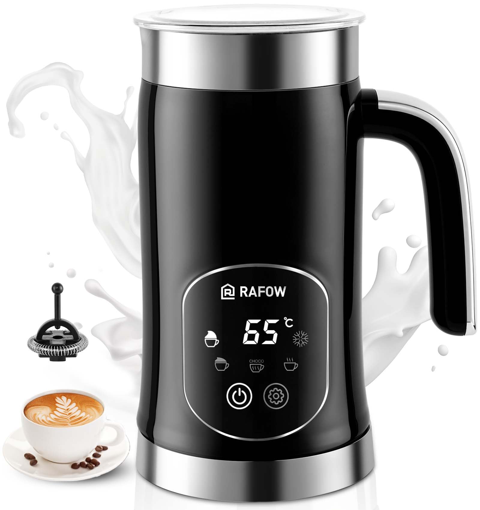 5-in-1 Milk Frother and Steamer - Upgraded Automatic Milk Steamer with LED Display and Touch Screen for Cold and Hot Foa